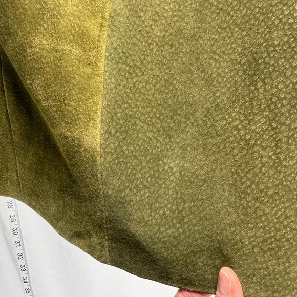 Vintage, Sz 4, custom, olive green genuine Suede Leather suit with Embroidery. - Picture 9 of 15